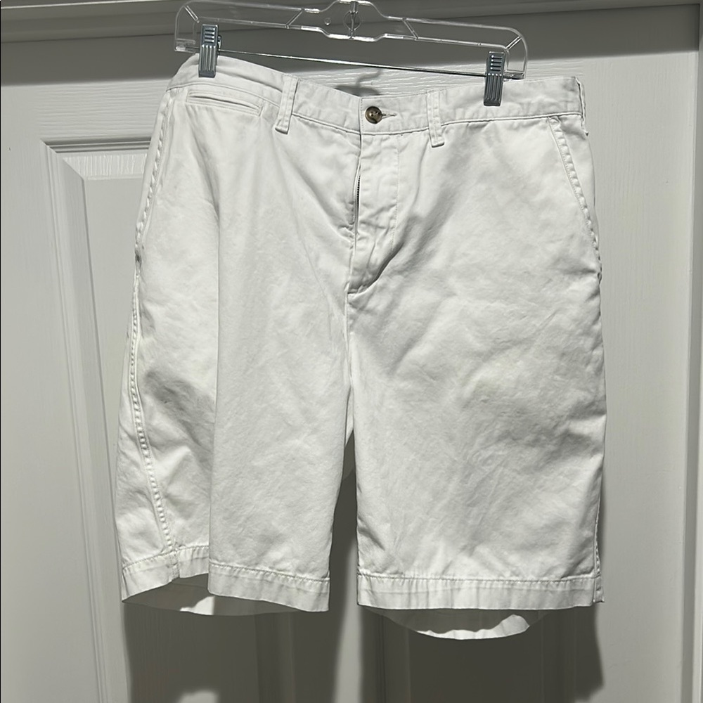 Polo White Flat Front Shorts relaxed fit